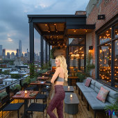 Eleganter Burgund-Denim: Logos und Text personalis Capri Leggings