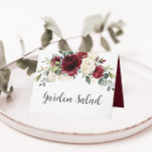 Eleganter Burgund Elfenbeinblütenzelt Karte