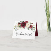 Eleganter Burgund Elfenbeinblütenzelt Karte (Vorderseite)