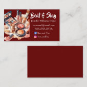 Eleganter Burgund Make-up Artist Visitenkarte (Vorne/Hinten)