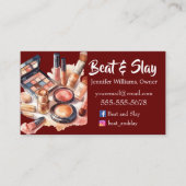 Eleganter Burgund Make-up Artist Visitenkarte (Vorderseite)