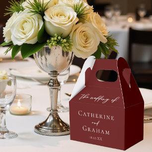 Eleganter Burgund Personalisierter Abend Hochzeit Geschenkschachtel
