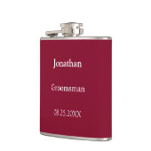 Eleganter Burgund Personalisierter Trauzeuge Flask Flachmann (Links)