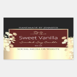 Eleganter Burgund-Produktetikett Floral-Gold-Rahme Rechteckiger Aufkleber