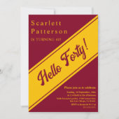 Eleganter Burgund und Gold Luxus 40. Geburtstag Einladung (Vorderseite)