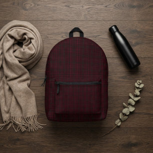 Eleganter Burgunder-Tartan Bedruckter Rucksack