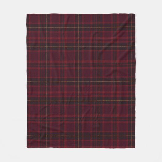 Eleganter Burgunder-Tartan Fleecedecke (Vorderseite)