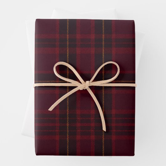 Eleganter Burgunder-Tartan Geschenkpapier Set (Beispiel)