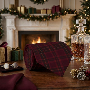 Eleganter Burgunder-Tartan Krawatte