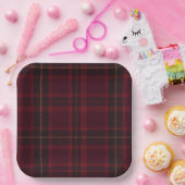 Eleganter Burgunder-Tartan Pappteller (Party)