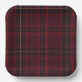 Eleganter Burgunder-Tartan Pappteller (Vorderseite)