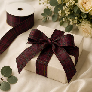 Eleganter Burgunder-Tartan Ripsband