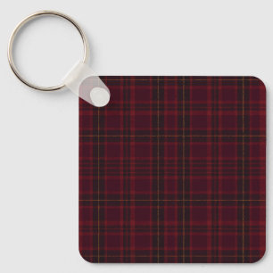Eleganter Burgunder-Tartan Schlüsselanhänger