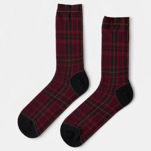 Eleganter Burgunder-Tartan Socken