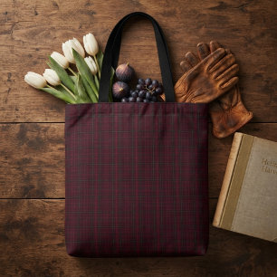 Eleganter Burgunder-Tartan Tasche