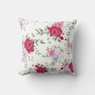 Eleganter Burgunder- und Rosa-Lavendel-Blumengarte Kissen