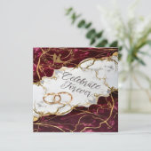 Eleganter Burgunderrot- und Goldmarmor Einladung (Stehend Vorderseite)