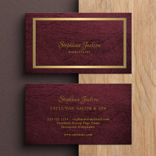 Eleganter burgunderroter Leder-Goldrahmen professi Visitenkarte