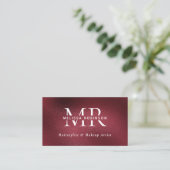 Eleganter Burgunderroter Monogramm-QR-Code Social Visitenkarte (Stehend Vorderseite)