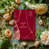 Eleganter Burgundy & Blassgoldmarmor Save the Date Einladung