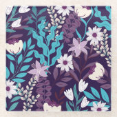 Eleganter Burgundy & Blue Floral Untersetzer (Vorderseite)