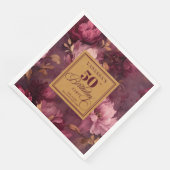 Eleganter Burgundy Blush Gold Rose 50. Geburtstag Serviette (Ecke)