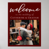 Eleganter Burgundy Couple Foto Abend Wedding Poster (Vorne)