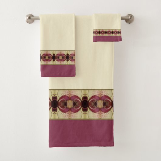 Eleganter Burgundy Design Akzent Badhandtuch Set (Insitu)