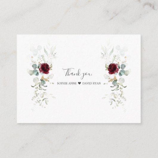 Eleganter Burgundy Floral QR Code Wedding Begleitkarte (Rückseite)