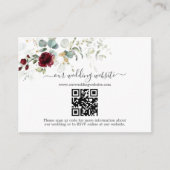 Eleganter Burgundy Floral QR Code Wedding Begleitkarte (Vorderseite)