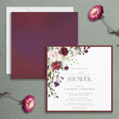Eleganter Burgundy Floral Watercolor Polterabend Einladung