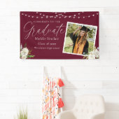 Eleganter Burgundy Foto Floral Abschluss Banner (Insitu)