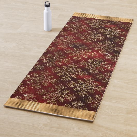 Eleganter Burgundy Gold Damask Yogamatte (Beispiel)