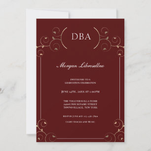 Eleganter Burgundy Gold DBA Abschluss Einladung