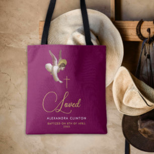 Eleganter Burgundy Gold Liebe Angel Calligraphy Ty Tasche