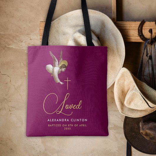 Eleganter Burgundy Gold Liebe Angel Calligraphy Ty Tasche