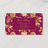 Eleganter Burgundy Gold Vintage Hochzeitsplaner Visitenkarte (Rückseite)