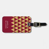 Eleganter Burgundy Imitate Gold Triangle Gepäcktag Gepäckanhänger (Vorderseite horizontal)