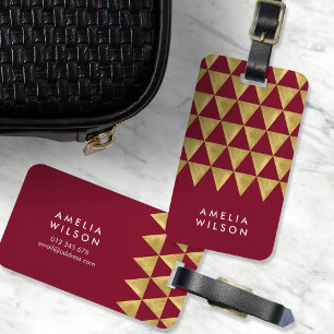 Eleganter Burgundy Imitate Gold Triangle Gepäcktag Gepäckanhänger