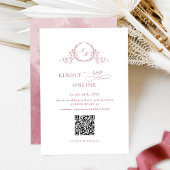 Eleganter Burgundy Monogram UAWG Online QR Code Begleitkarte
