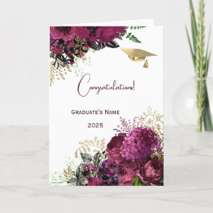 Eleganter Burgundy Personalisierter Abschluss Karte