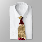 Eleganter Burgundy Satin Red Gold Glitzer Krawatte (Gebunden)