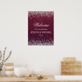 Eleganter Burgundy Silver Glitzer Wedding Poster (Küche)