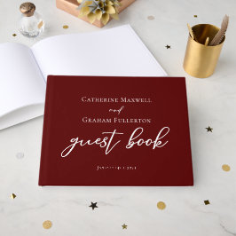 Eleganter Burgundy Typografy Abend Wedding Gästebuch