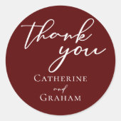 Eleganter Burgundy Typografy Abend Wedding Runder Aufkleber (Vorderseite)