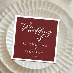 Eleganter Burgundy Typografy Abend Wedding Serviette