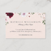 Eleganter Burgundy- und Navy-Aquarellrahmen Visitenkarte (Rückseite)