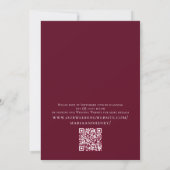 Eleganter Burgundy Watercolor Elfenbeinblume QR-Co Einladung (Rückseite)