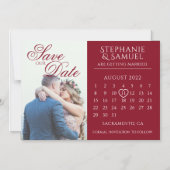 Eleganter Burgundy Wedding Calendar Save the Date Magneteinladung (Vorderseite)