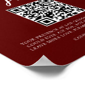 Eleganter Burgundy Wedding Honeymoon Fund QR Code Poster (Ecke)